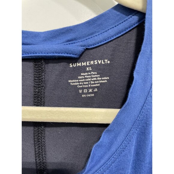 Summersalt Sleeveless Maxi Dress XL 100% Pima Cotton Blue Navy With Belt - Picture 2 of 5